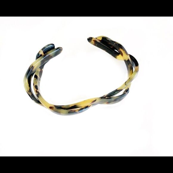Mid century braided entwined tortoise shell double snake bracelet - Picture 1 of 5